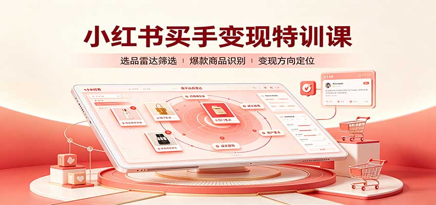 小红书买手变现特训课:账号定位养号起号,选品挂车,笔记标题封面全套教学-52项目站