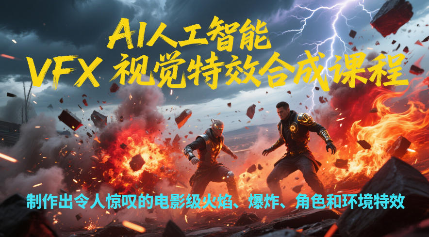 AI人工智能VFX视觉特效合成课程，制作出令人惊叹的电影级火焰、爆炸、角色和环境特效-52项目站