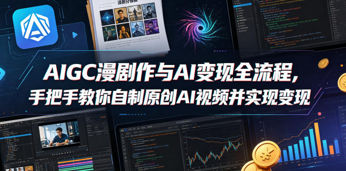 AIGC漫剧创作与AI变现全流程，手把手教你自制原创AI视频并实现变现-52项目站