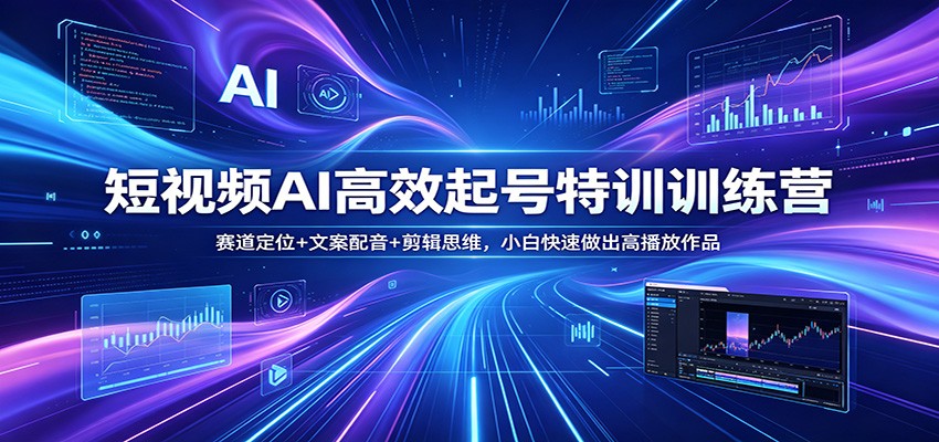 短视频AI高效起号特训训练营：赛道定位+文案配音+剪辑思维，小白快速做出高播放作品-52项目站