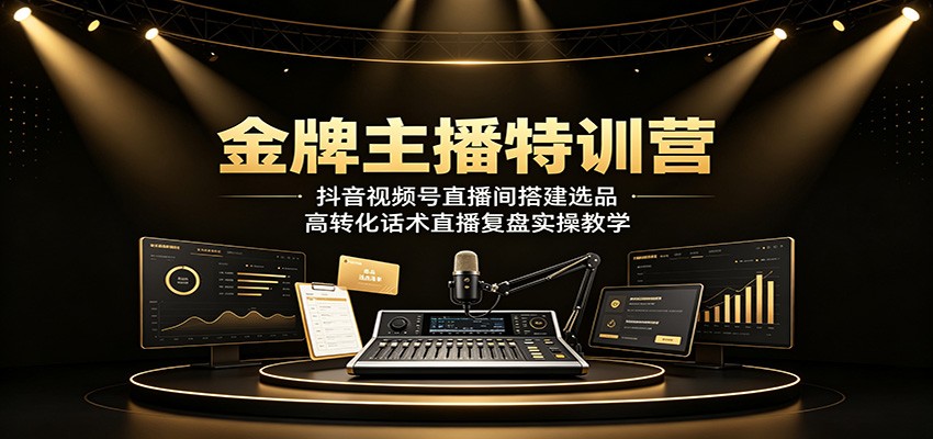 金牌主播特训营：抖音视频号直播间搭建选品，高转化话术直播复盘实操教学-52项目站