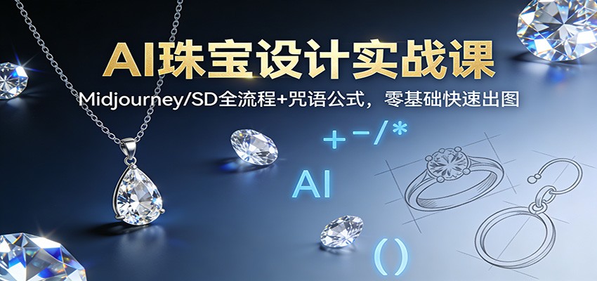 AI珠宝设计实战课:Midjourney/SD全流程+咒语公式,零基础快速出图-52项目站
