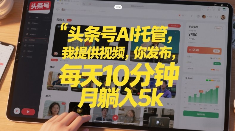 头条号AI托管，我提供视频，你发布，每天10分钟，月躺入5k+【揭秘】-52项目站