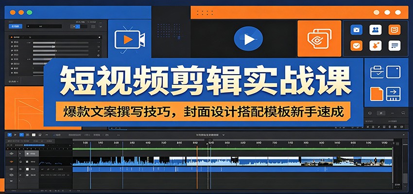 短视频剪辑实战课：爆款文案撰写技巧，封面设计搭配模板新手速成-52项目站