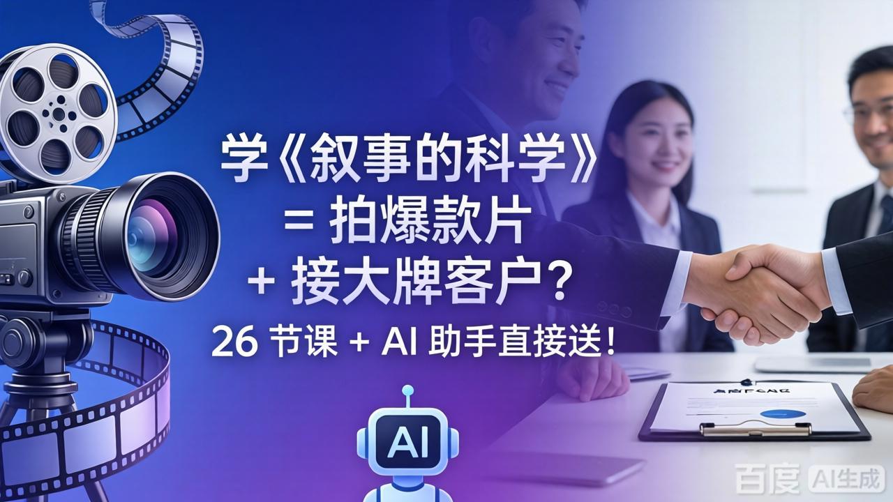 学《叙事的科学》= 拍爆款片 + 接大牌客户？26 节课 + AI 助手直接送！-52项目站