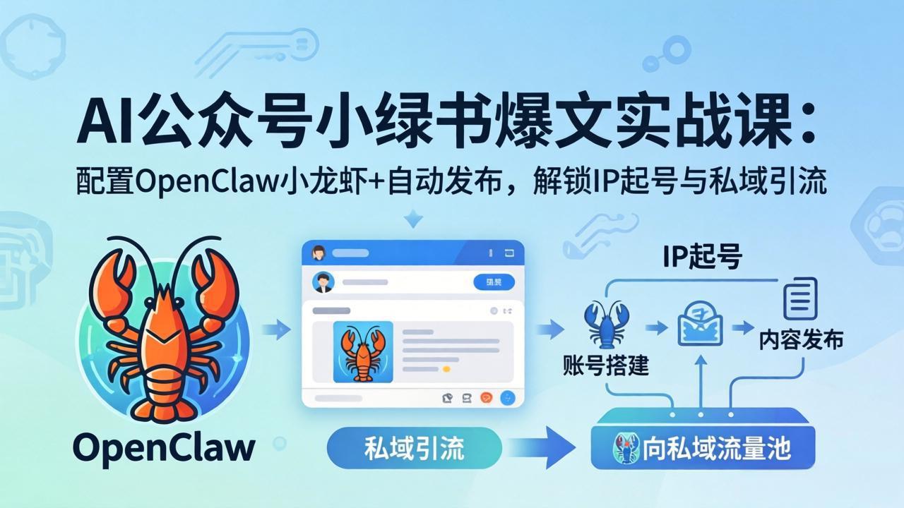 AI公众号小绿书变现实战课：小绿书爆文写作+OpenClaw自动发布，解锁IP起号与私域引流-52项目站