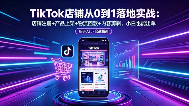 TikTok店铺从0到1落地实战:店铺注册+产品上架+物流回款+内容剪辑,小白也能出单-52项目站