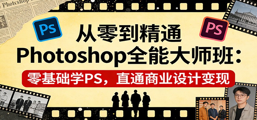 从零到精通Photoshop全能大师班：零基础学PS，直通商业设计变现-52项目站