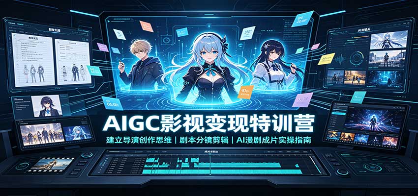 AIGC影视变现特训营：建立导演创作思维，剧本分镜剪辑，AI漫剧成片实操指南-52项目站