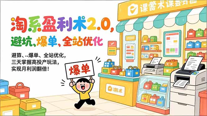 淘系盈利术2.0，避坑、爆单、全站优化，三天掌握高投产玩法，实现月利润翻倍！-52项目站