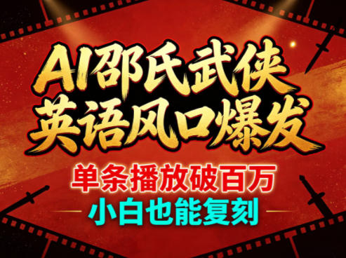 AI邵氏武侠英语风口爆发，单条播放破百万，小白也能复刻-52项目站