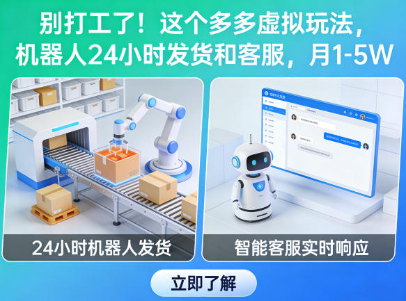 别打工了！这个多多虚拟玩法，机器人24小时发货和客服，月1-5W【揭秘】-52项目站