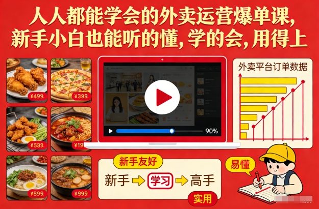 人人都能学会的外卖运营爆单课，新手小白也能听的懂，学的会，用得上-52项目站