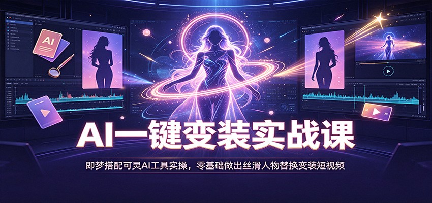 AI一键变装实战课：即梦搭配可灵AI工具实操，零基础做出丝滑人物替换变装短视频-52项目站