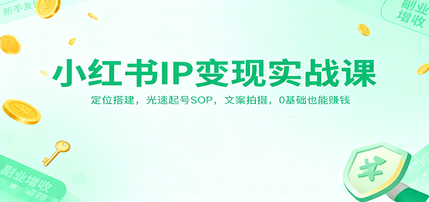 小红书IP变现实战课：定位搭建，光速起号SOP，文案拍摄，0基础也能赚钱-52项目站