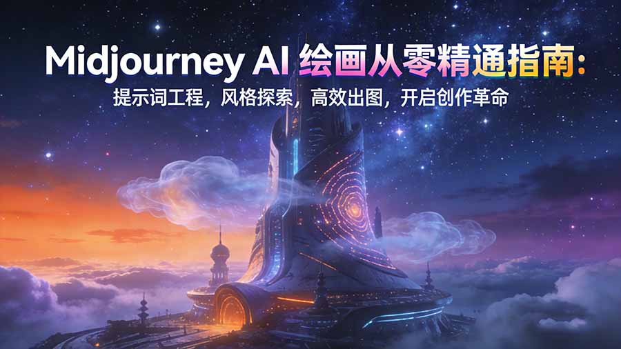 Midjourney AI绘画从零精通指南:提示词工程,风格探索,高效出图,开启创作革命-52项目站