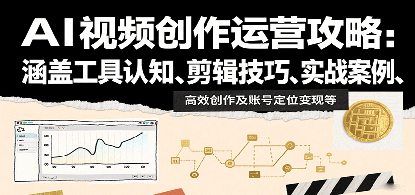 AI视频创作运营攻略：涵盖工具认知、剪辑技巧、实战案例、高效创作及账号定位变现等-52项目站