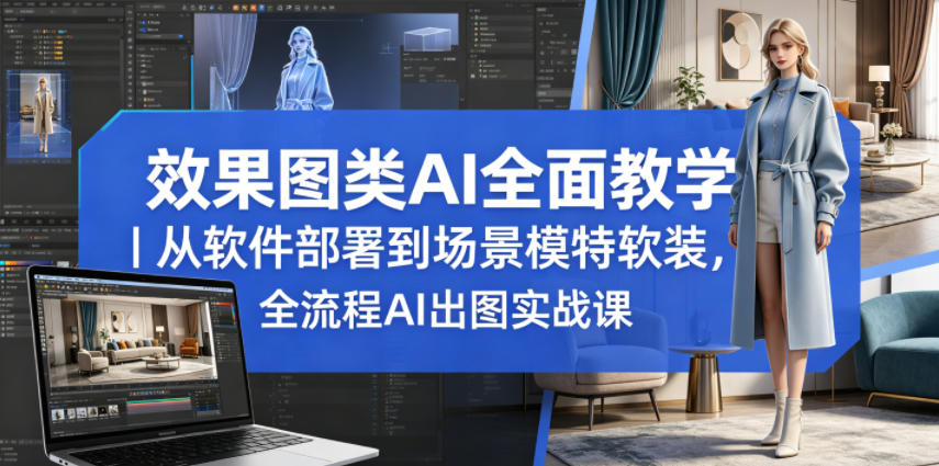 效果图类AI全面教学｜从软件部署到场景模特软装，全流程AI出图实战课-52项目站