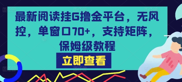 最新阅读挂G撸金平台，无风控，单窗口70+，支持矩阵，保姆级教程【揭秘】-52项目站