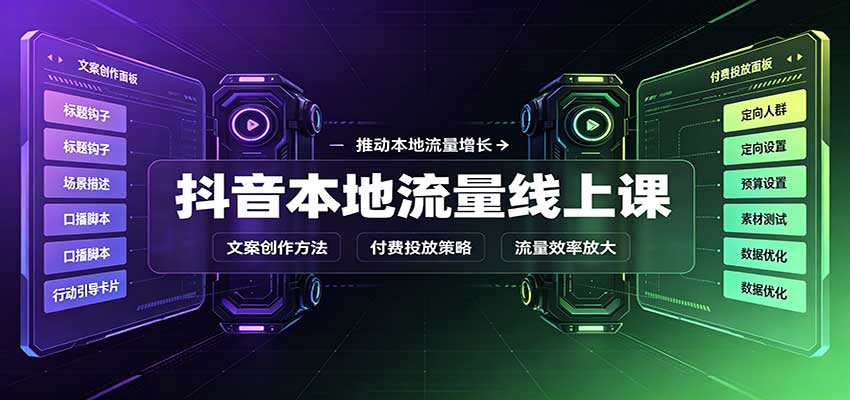 抖音本地流量线上课：账号搭建拍摄剪辑，文案创作与付费投放教学-52项目站