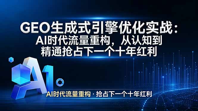 GEO 生成式引擎优化实战：AI时代流量重构，从认知到精通抢占下一个十年红利-52项目站