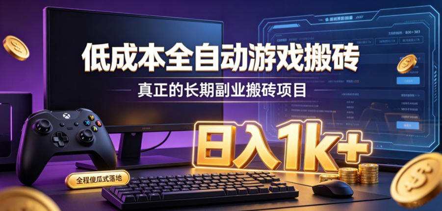 低成本全自动游戏搬砖，真正的长期副业搬砖项目，日入1k+，全程傻瓜式落地【揭秘】-52项目站