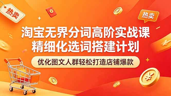 淘宝无界分词高阶实战课 精细化选词搭建计划 优化图文人群轻松打造店铺爆款-52项目站