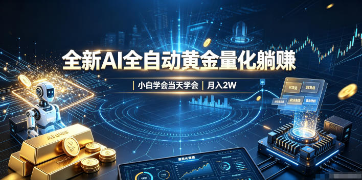 全新AI全自动黄金量化躺賺：小白学会当天学会，月入2W！【揭秘】-52项目站