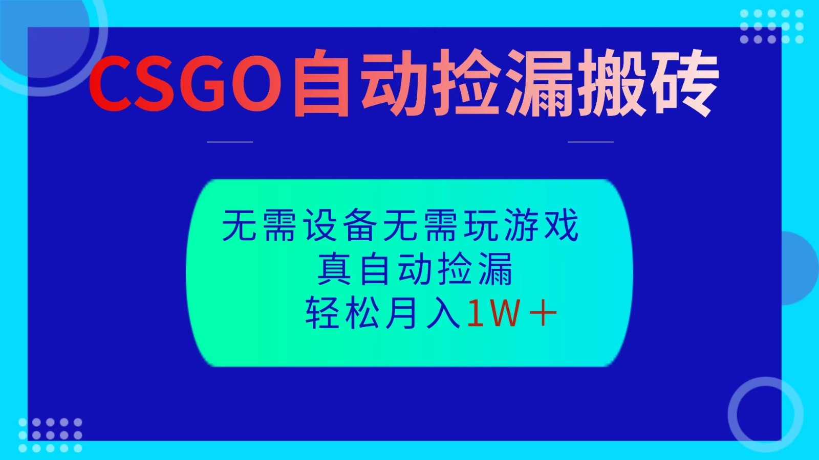 CSGO自动捡漏搬砖，当天操作当天见结果，无需了解游戏，包教包会包落地-52项目站
