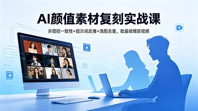 AI颜值素材复刻实战课，多图控一致性+提示词反推+洗图去重，批量做爆款视频-52项目站