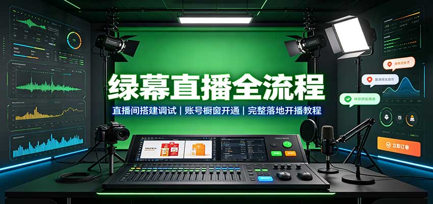 绿幕直播全流程：直播间搭建调试，账号橱窗开通，完整落地开播教程-52项目站