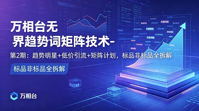 万相台无界趋势词矩阵技术-第2期:趋势明星+低价引流+矩阵计划,标品非标品全拆解-52项目站
