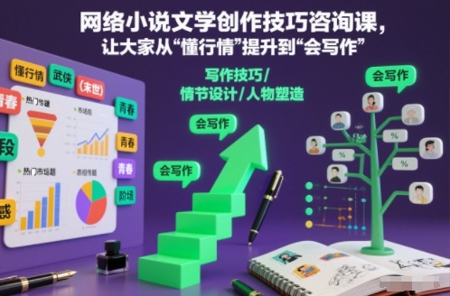 网络小说文学创作技巧咨询课,让大家从“懂行情”提升到”会写作”的高度-52项目站