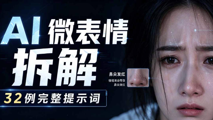 AI微表情拆解提示词合集，精准调控AI角色表情，可直接复用，0基础也能调出影视级表情变化-52项目站