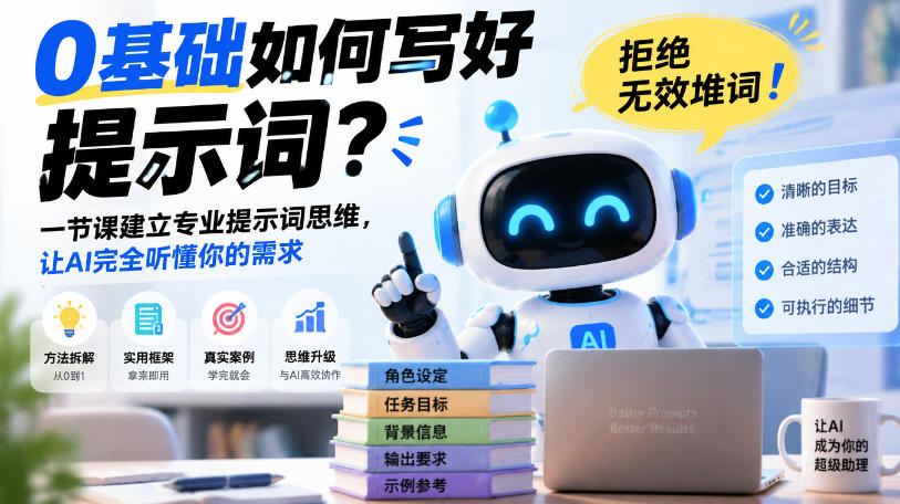 0基础如何写好提示词,拒绝无效堆词!一节课建立专业提示词思维,让AI完全听懂你的需求-52项目站