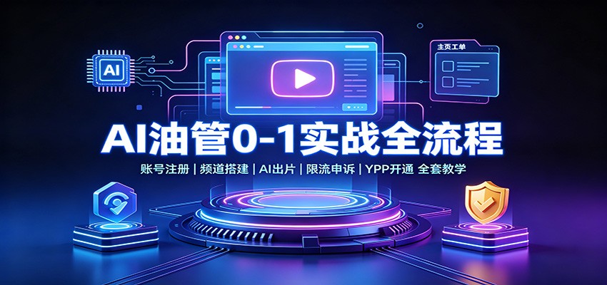 AI油管0-1实战：账号注册频道搭建，AI出片，限流申诉，YPP开通全套教学-52项目站