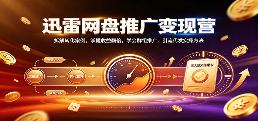 迅雷网盘推广变现营：拆解转化案例，掌握收益翻倍，学会群组推广、引流代发实操方法-52项目站