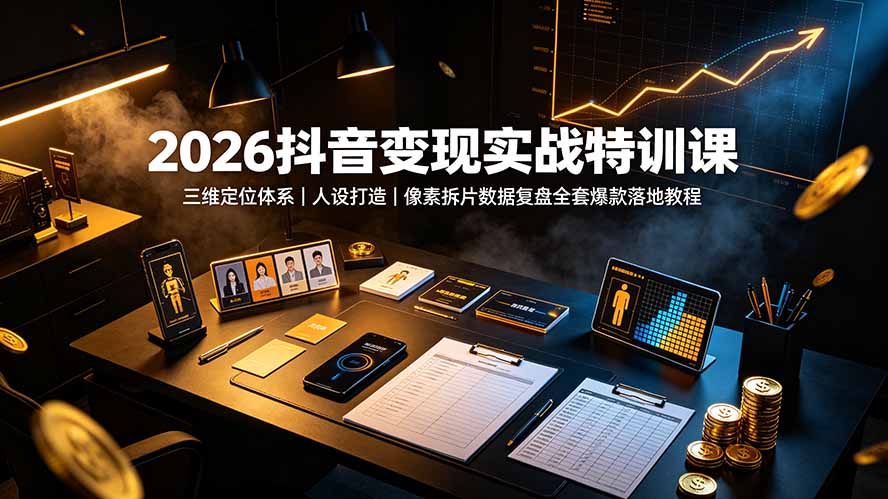 2026抖音变现实战特训课：三维定位体系｜人设打造｜像素拆片数据复盘全套爆款落地教程-52项目站