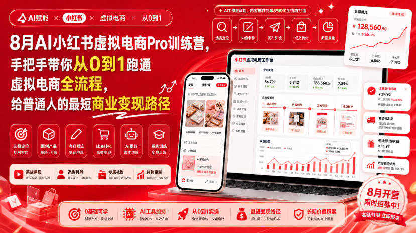 8月AI小红书虚拟电商Pro训练营，手把手带你从0到1跑通虚拟电商全流程，给普通人的最短商业变现路径(更新0903)-52项目站