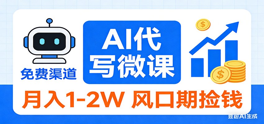 2026告别打工！AI 代写微课，提供免费渠道，月入 1-2W 风口期捡钱-52项目站
