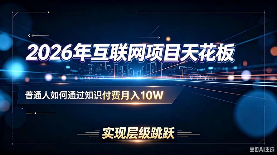 2026年互联网项目天花板：普通人如何通过知识付费月入10W，实现层级跳跃-52项目站