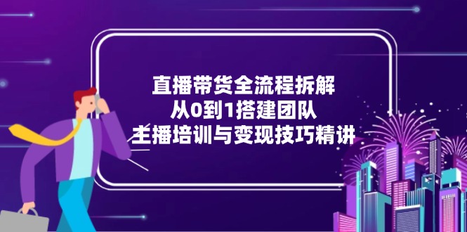 直播带货全流程拆解:从0到1搭建团队,主播培训与变现技巧精讲-52项目站