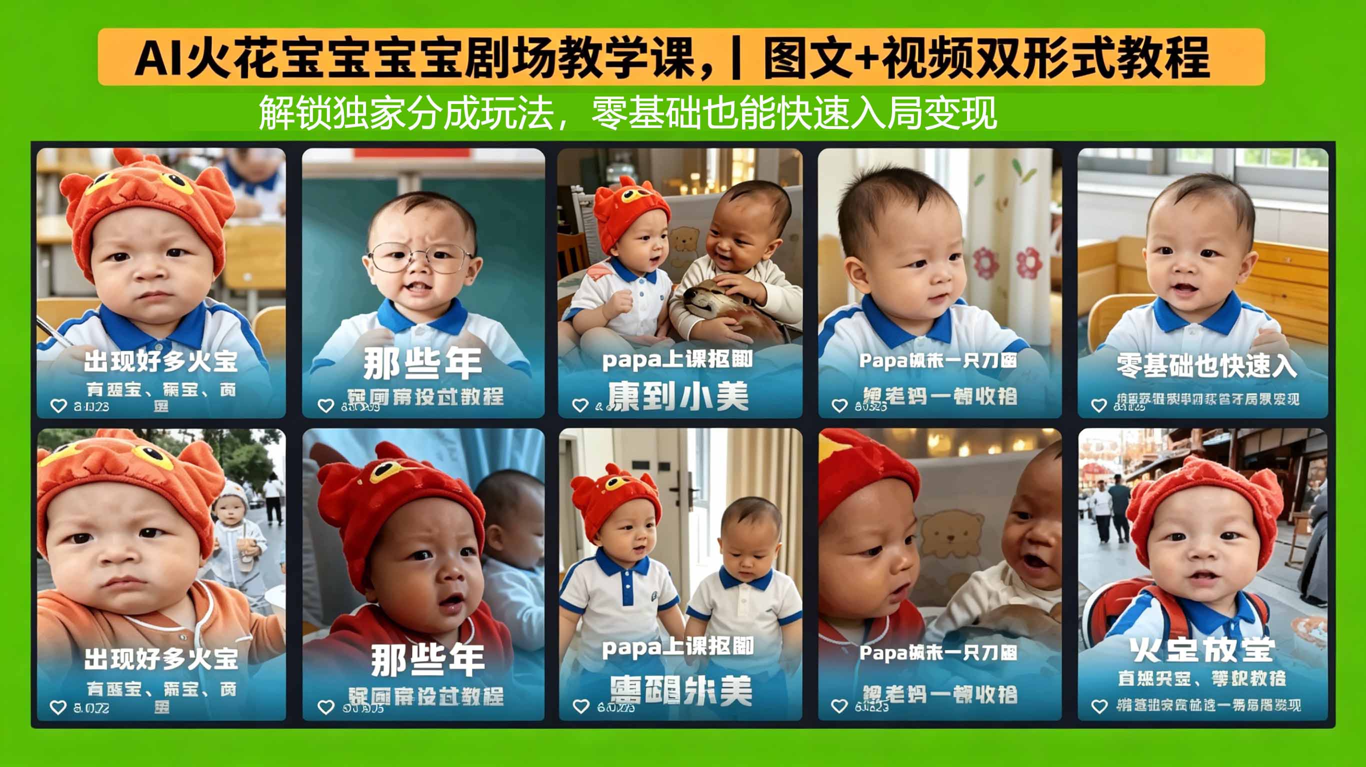 AI火花宝宝宝宝剧场教学课，图文+视频双形式教程，解锁独家分成玩法，零基础也能快速入局变现-52项目站