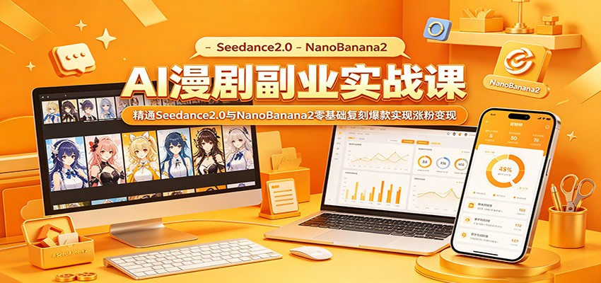 AI漫剧副业实战课:精通Seedance2.0与NanoBanana2零基础复刻爆款实现涨粉变现-52项目站
