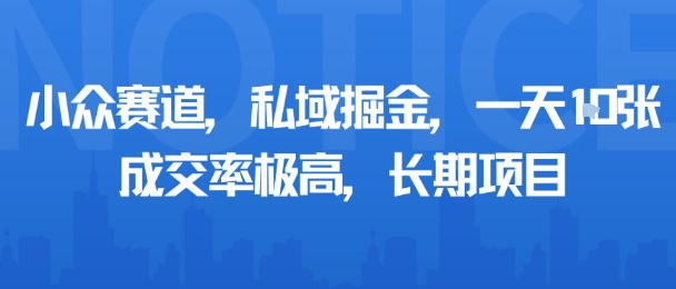 小众赛道,私域掘金,一天多张,成交率极高,长期项目-52项目站
