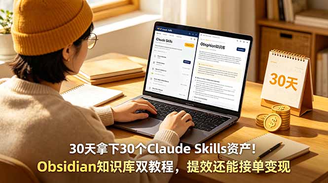 30天拿下30个Claude Skills资产!Obsidian知识库双教程,提效还能接单变现-52项目站