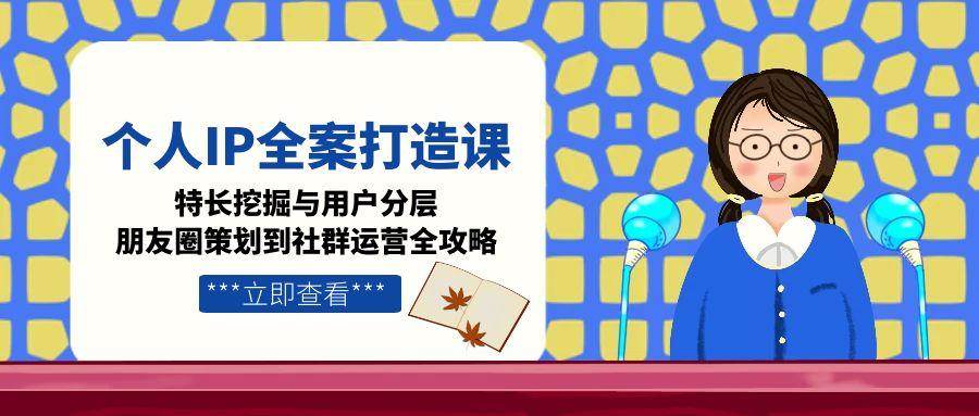 个人IP全案打造课，特长挖掘与用户分层，朋友圈策划到社群运营全攻略-52项目站