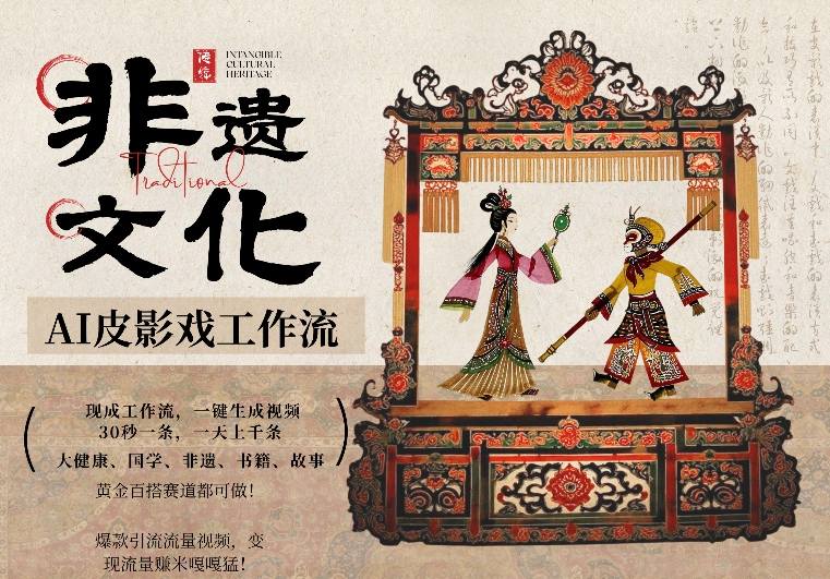 AI一键生成民俗文化非遗皮影戏视频，一刀不剪无需剪辑，30S一条，一天上百条，流量财富嘎嘎猛-52项目站