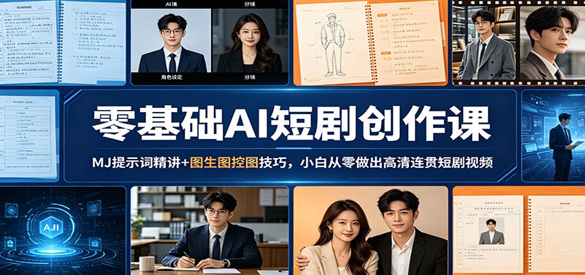 零基础AI短剧创作课：MJ提示词精讲+图生图控图技巧，小白从零做出高清连贯短剧视频-52项目站