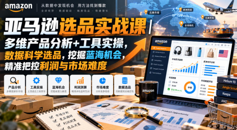 亚马逊选品实战课|多维产品分析+工具实操,数据科学选品,挖掘蓝海机会,精准把控利润与市场难度-52项目站